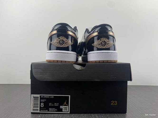 1st Kicks Black Gold 3726 Durable Jordan1 Retro Patent 554723- 1015